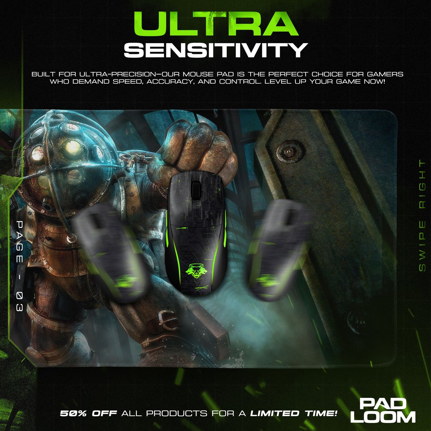 Bioshock – Drill Charge Pose Mouse Pad, Gamer Desk Mat Padloom