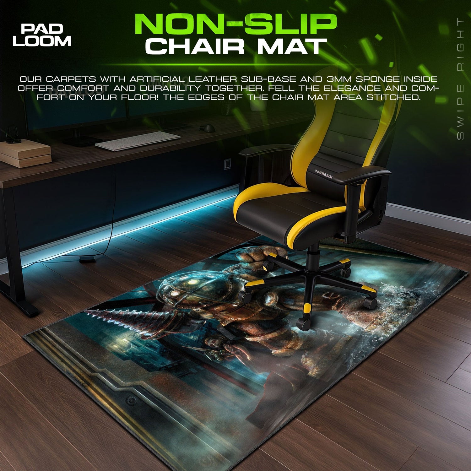 Bioshock – Drill Charge Pose Mouse Pad, Gamer Desk Mat Padloom