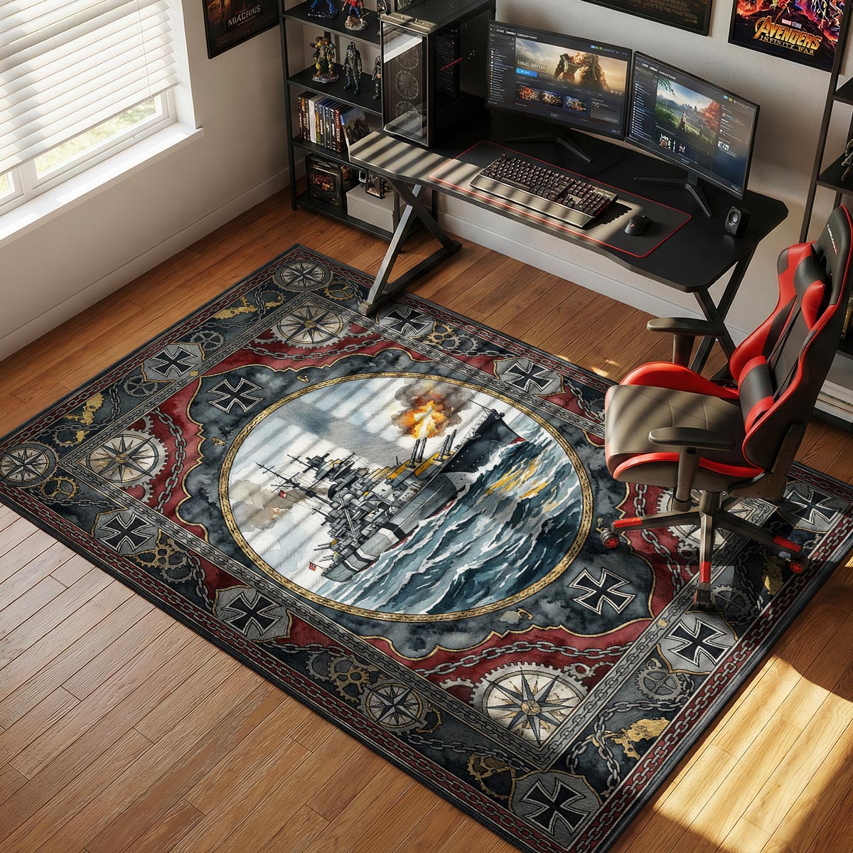 Bismarck Iron Salvo Rug - World of Warships Chair Mat