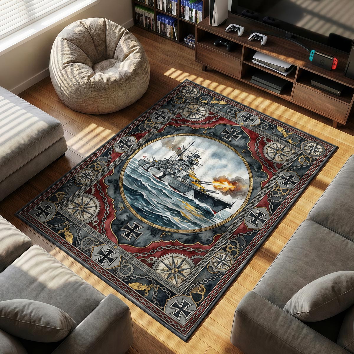 Bismarck Iron Salvo Rug - World of Warships Chair Mat