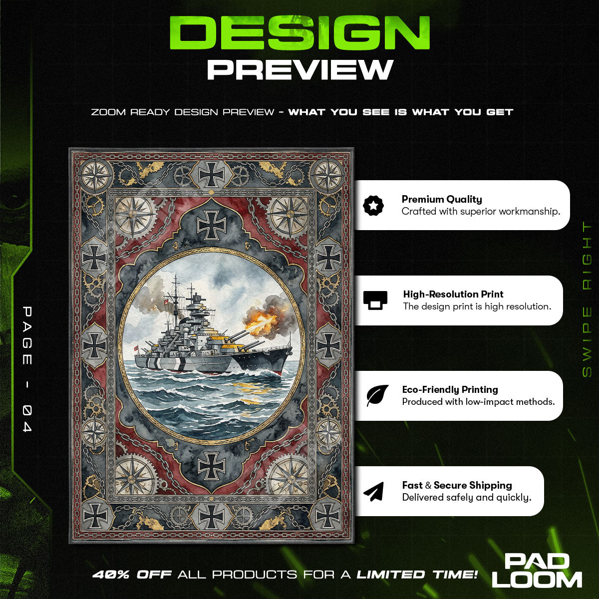 Bismarck Iron Salvo Rug - World of Warships Chair Mat