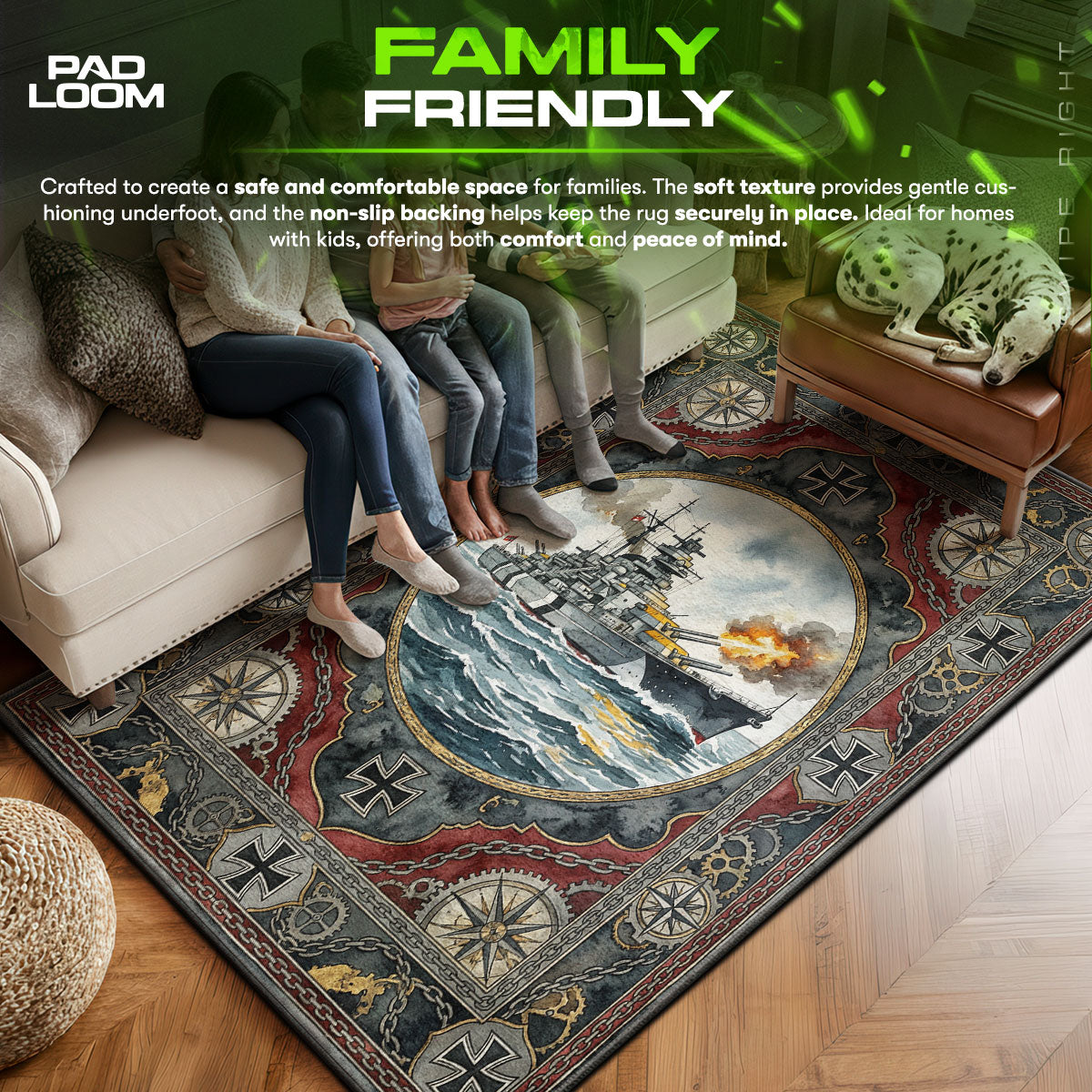 Bismarck Iron Salvo Rug - World of Warships Chair Mat