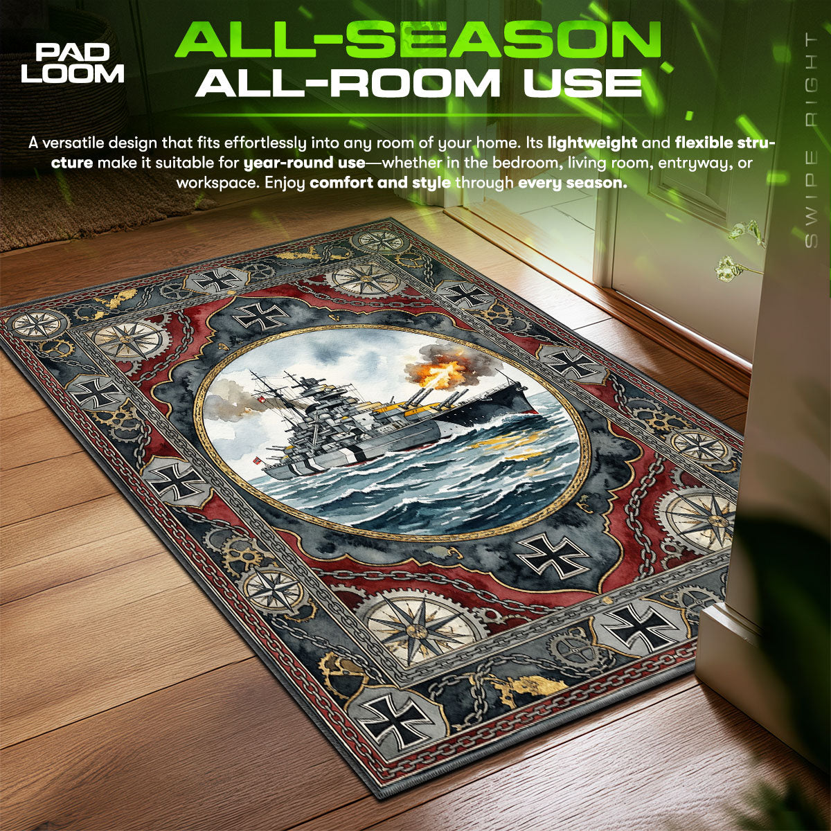 Bismarck Iron Salvo Rug - World of Warships Chair Mat