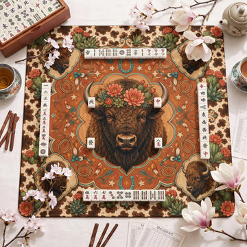 Bison Cactus Mahjong Mat – neoprene mah jongg table mat