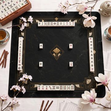 Black Art Deco Onyx Mahjong Mat - Mah Jongg Mat