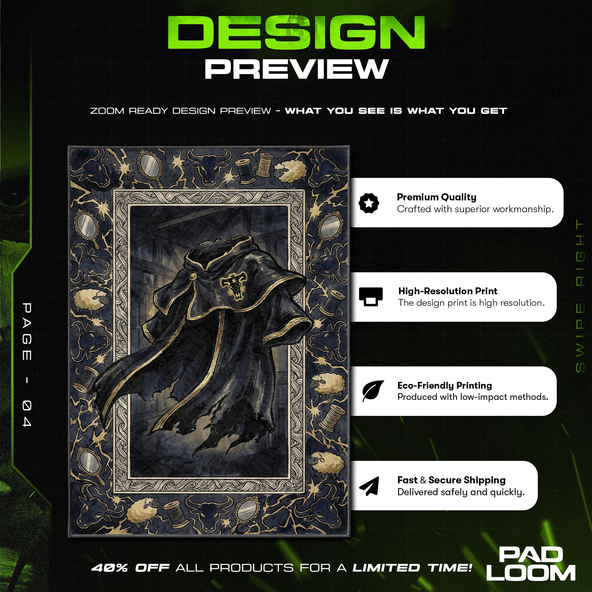 Chair character design printed on rug