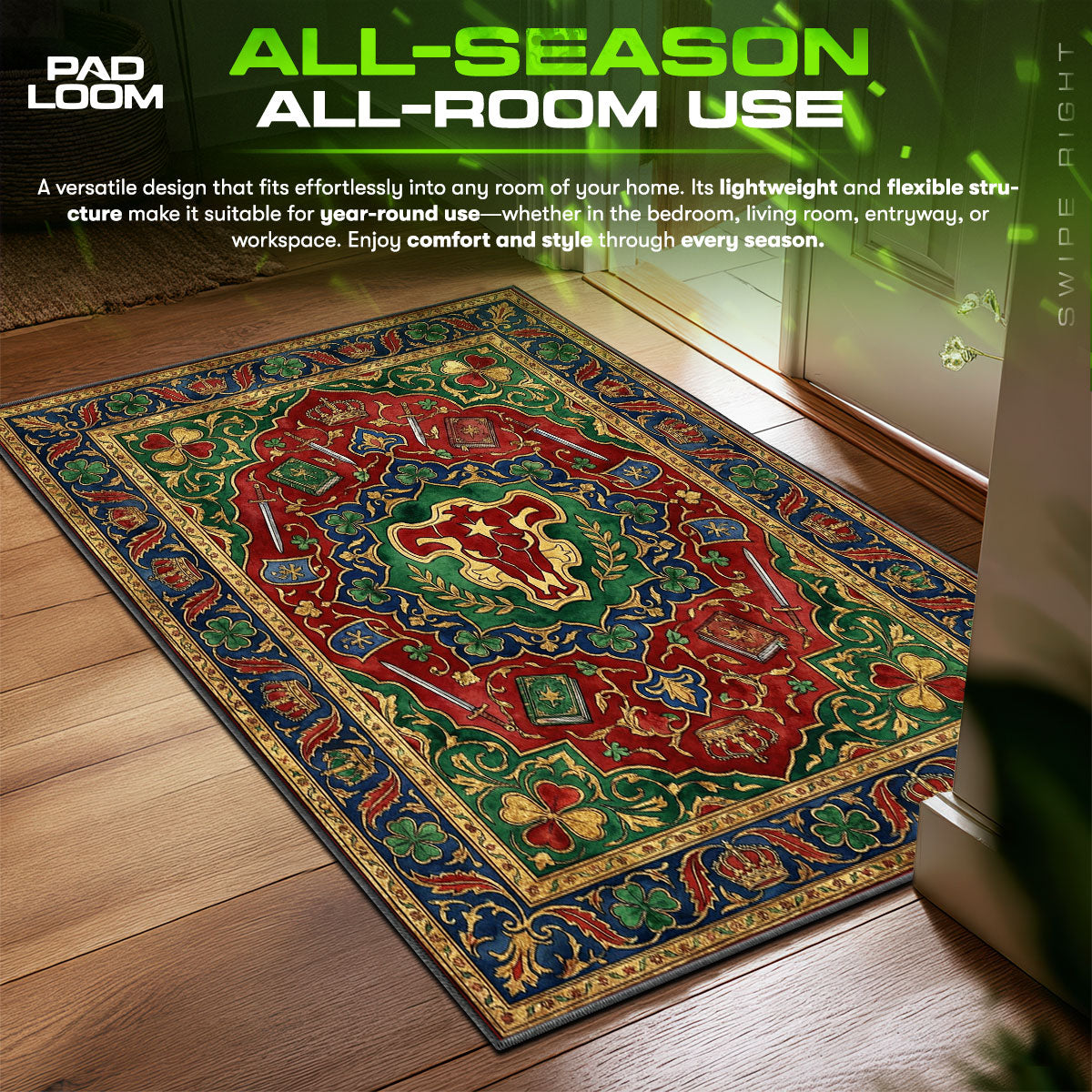 Black Bulls Royal Crest Rug - Black Clover Chair Mat