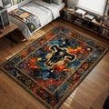 Black Clover Black Bulls golden insignia with ornate floral borders and nebula texture area rug and floor mat