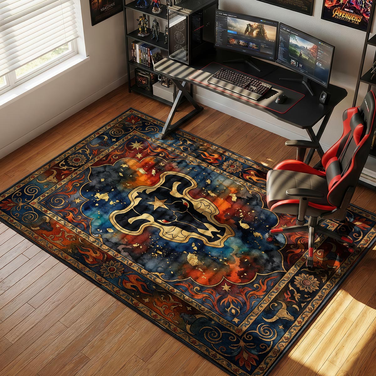 Black Bulls Squad Emblem Rug - Black Clover Chair Mat