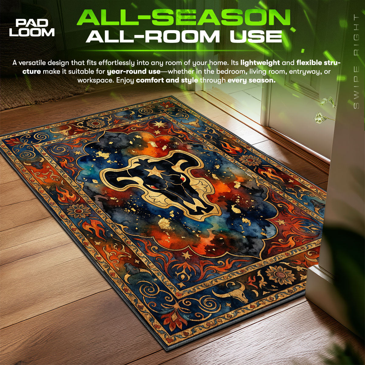 Black Bulls Squad Emblem Rug - Black Clover Chair Mat