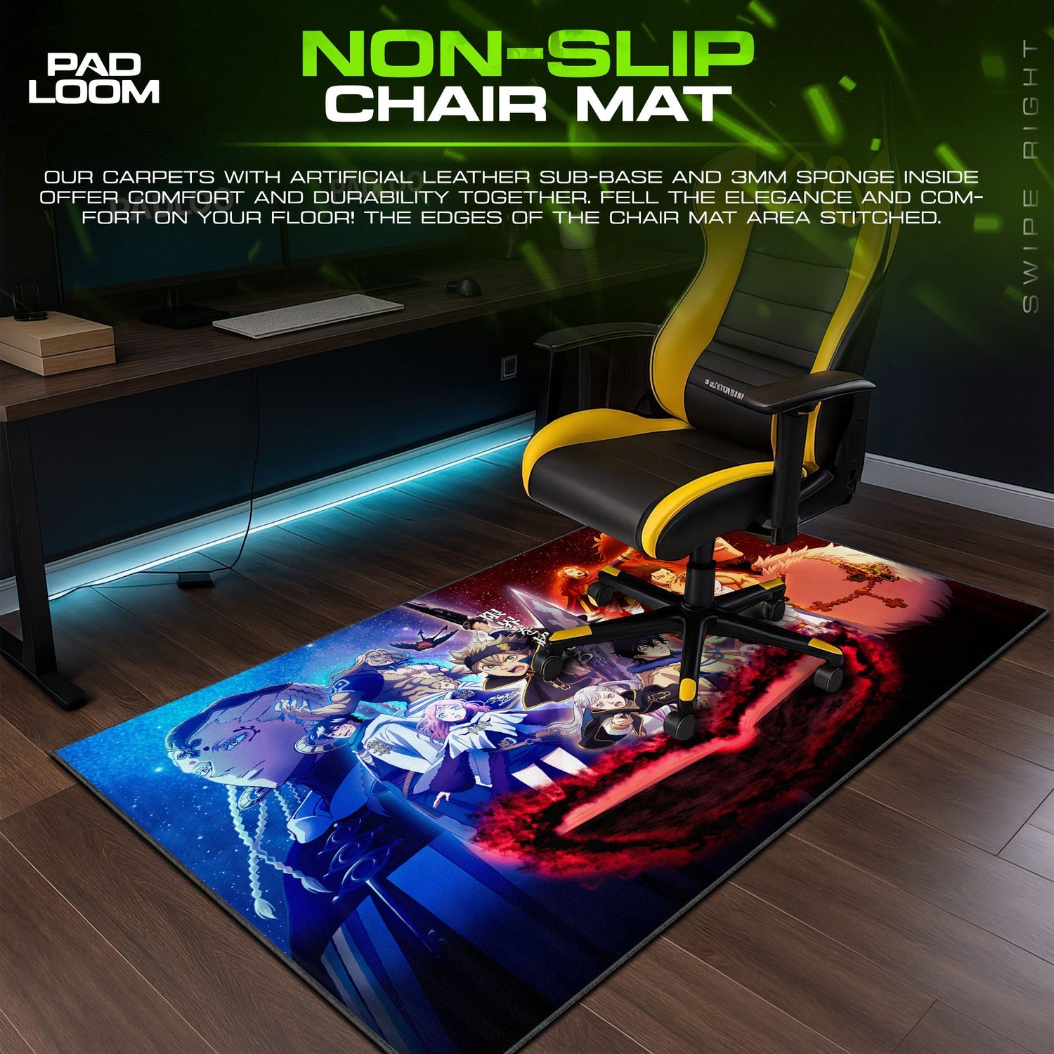 Black Clover Magic Knights Mouse Pad, Anime Gaming Desk Mat Padloom