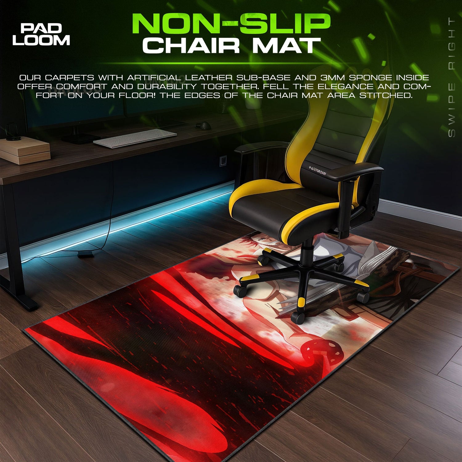 Black Clover Yami Mouse Pad, Captain Yami Anime Gaming Desk Mat Padloom