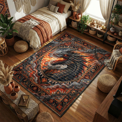 Schwarzer Drache Feuer Teppich - Game of Thrones Zimmermatte