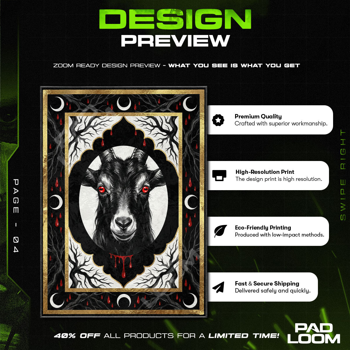 Black Goat Red Eyes Occult Area rug — main product view