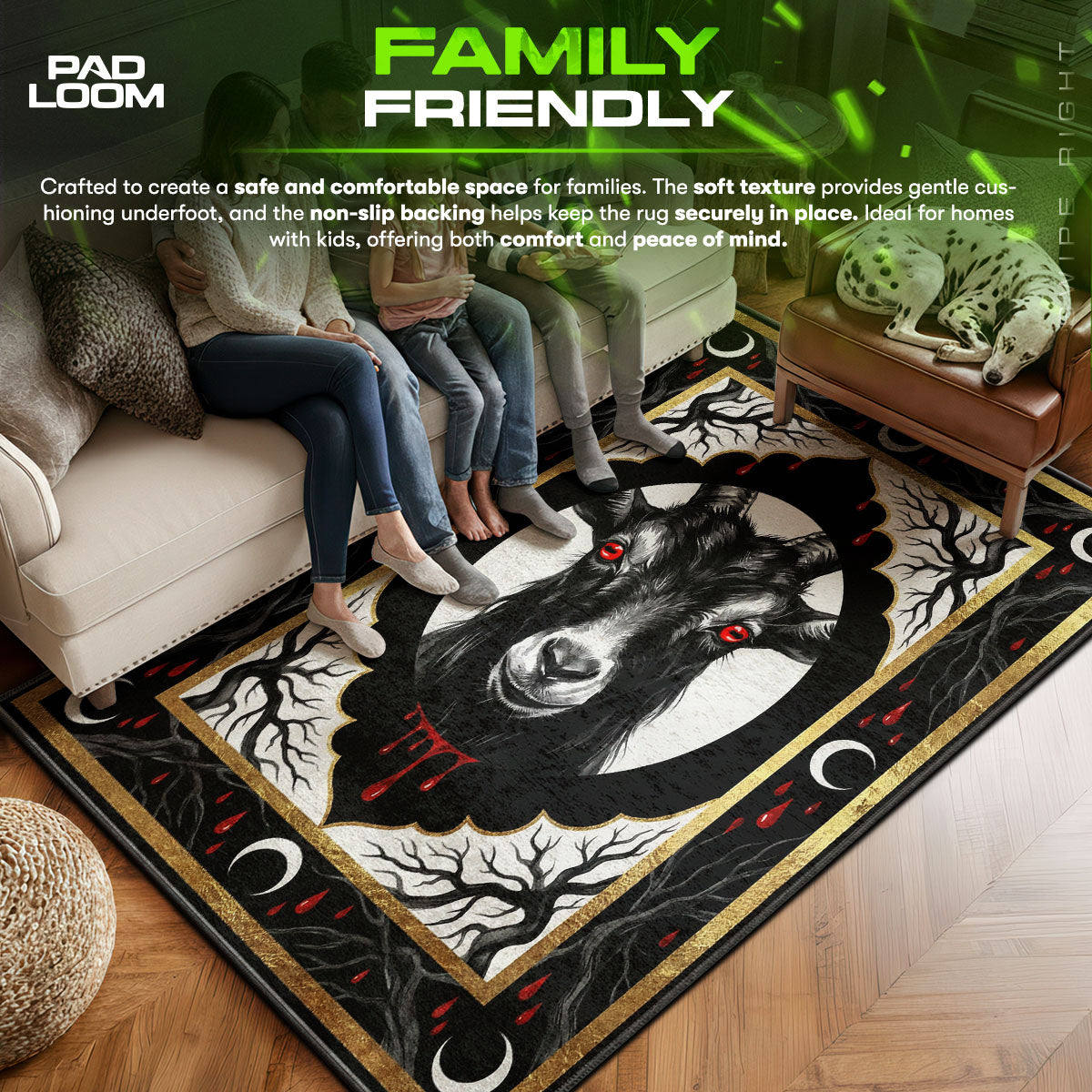 Black Goat themed area rug for Gothic fans