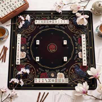 Black Gothic Raven Mahjong Mat - Mah Jongg Mat