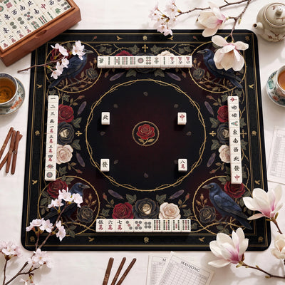 Black Gothic Raven Mahjong-Matte - Mah-Jongg Matte