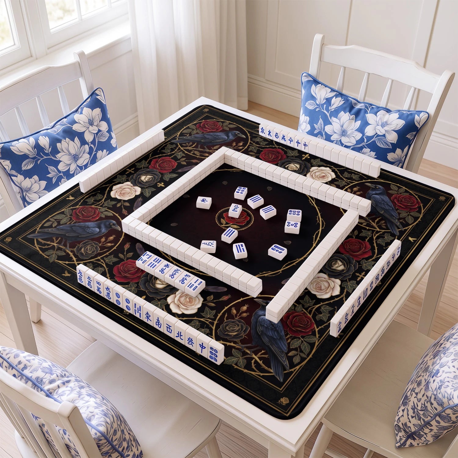 Black Gothic Raven Mahjong Mat - Mah Jongg Mat