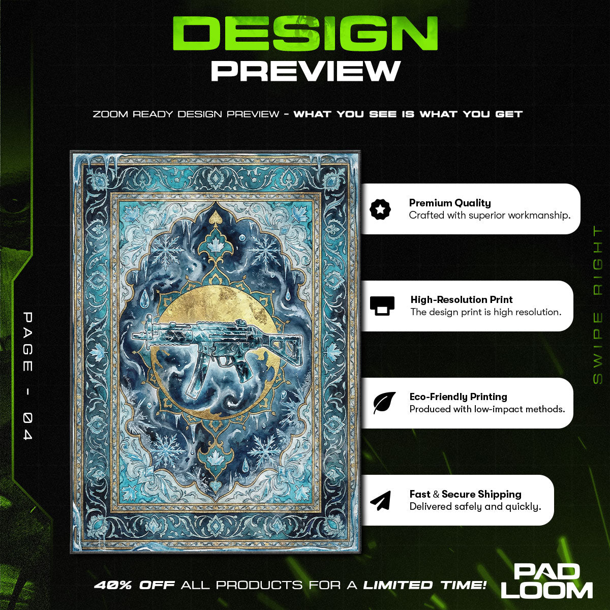 Black Ice MP5 Legendärer Teppich - Rainbow Six Belagerung Stuhlmatte