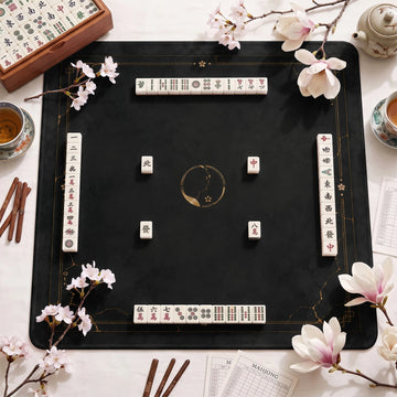 Black Kintsugi Zen Mahjong Mat - Mah Jongg Mat