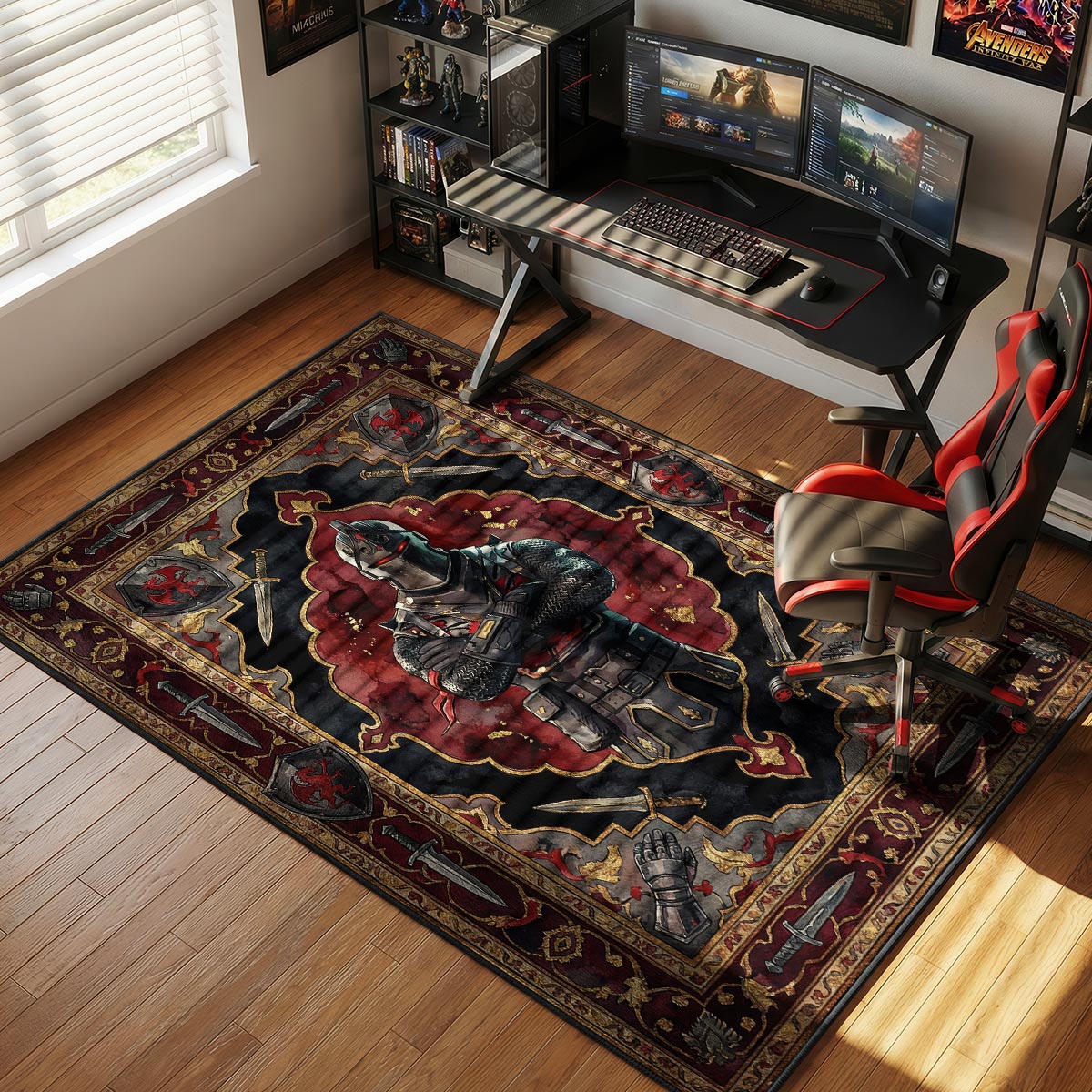 Schwarzer Ritter Mittelalterlicher Teppich - Fortnite Stuhlunterlage