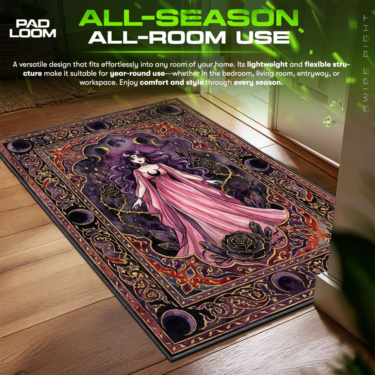 Black Lady Dark Crystal Sailor Moon Chair fan rug — premium quality print