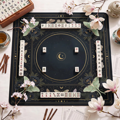 Black Luna Moth Mahjong-Matte - Mah-Jongg Matte