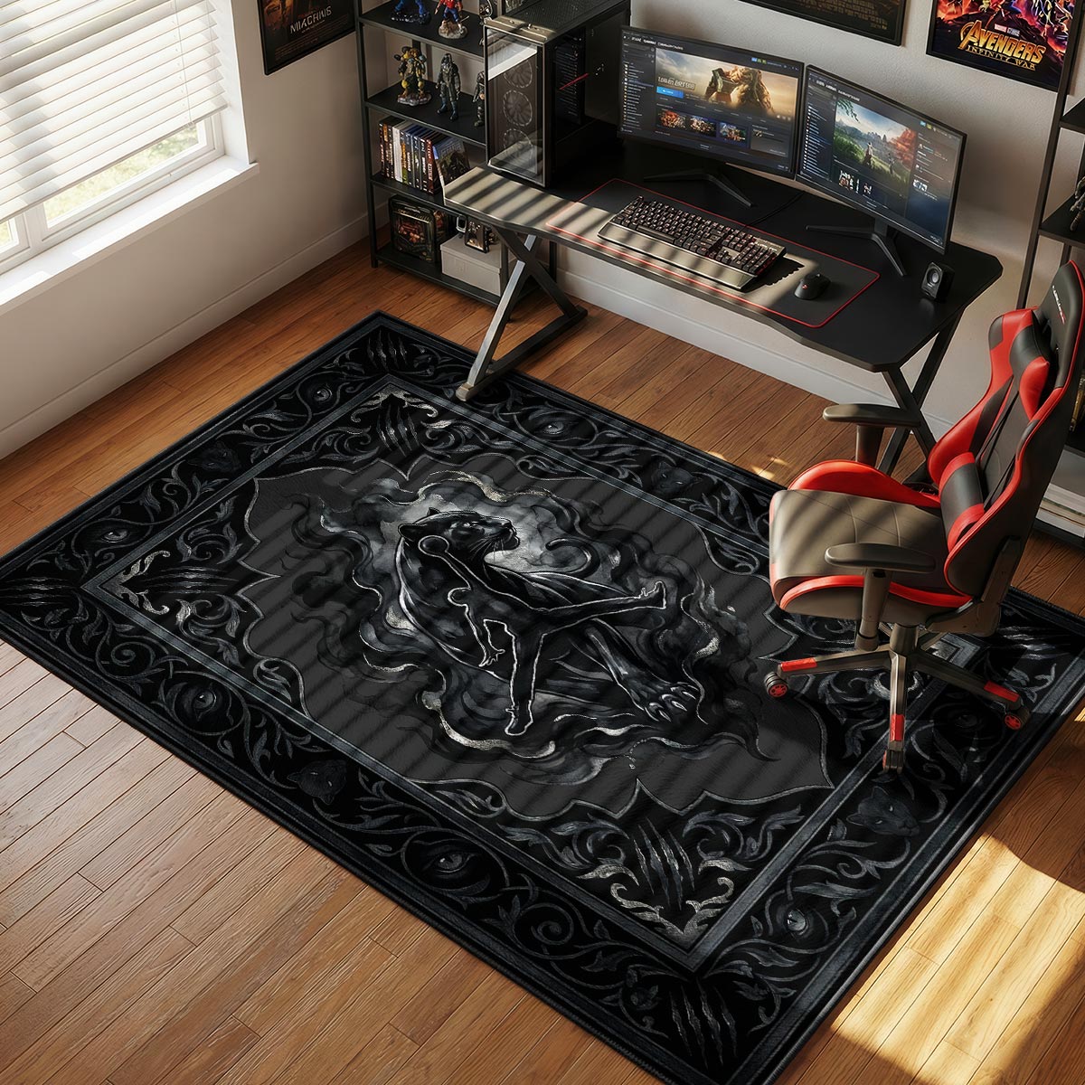 Black Panther Crest Hypebeast Floor rug — main product view