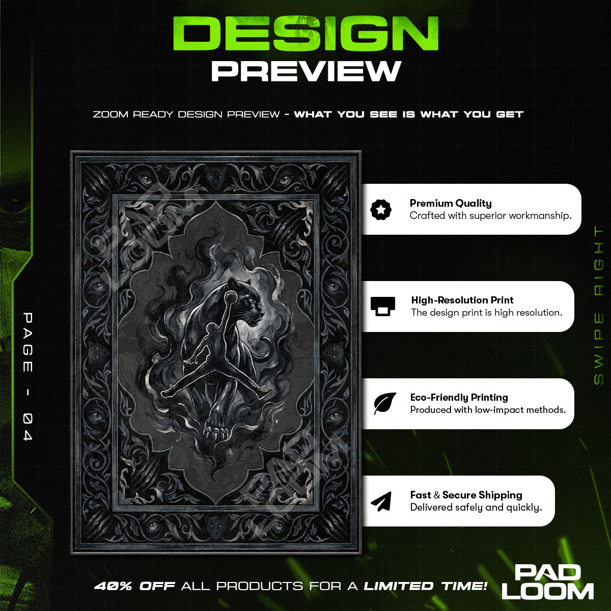 Floor character design printed on rug