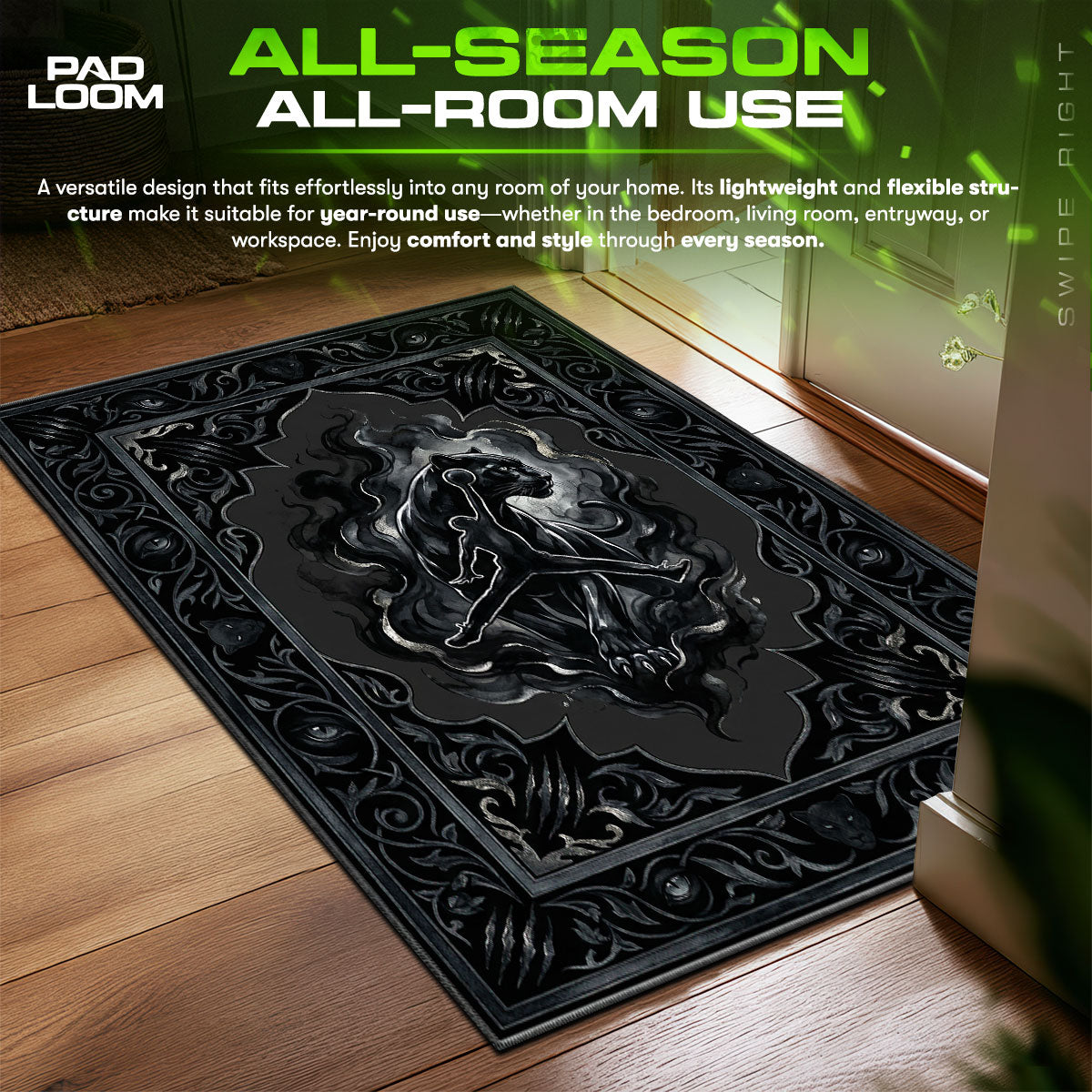 Black Panther Crest Hypebeast Floor fan rug — premium quality print
