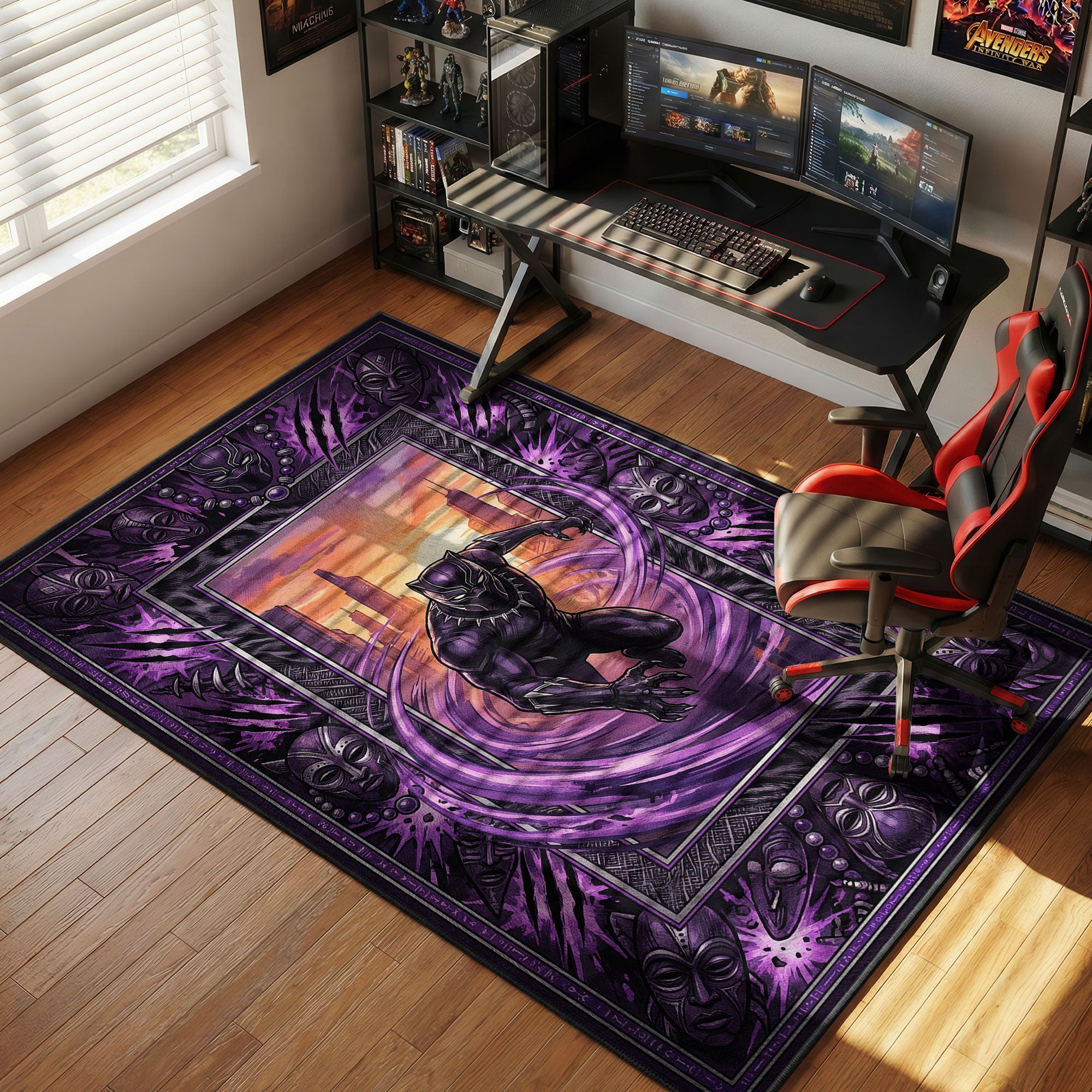 Black Panther Kinetic Surge Rug - Marvel Chair Mat