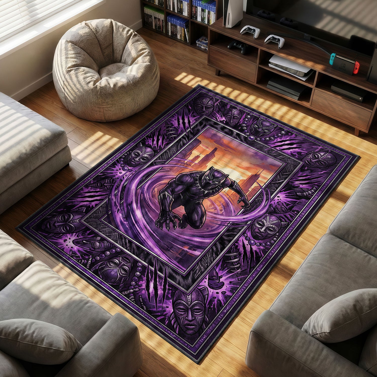 Black Panther Kinetic Surge Rug - Marvel Chair Mat