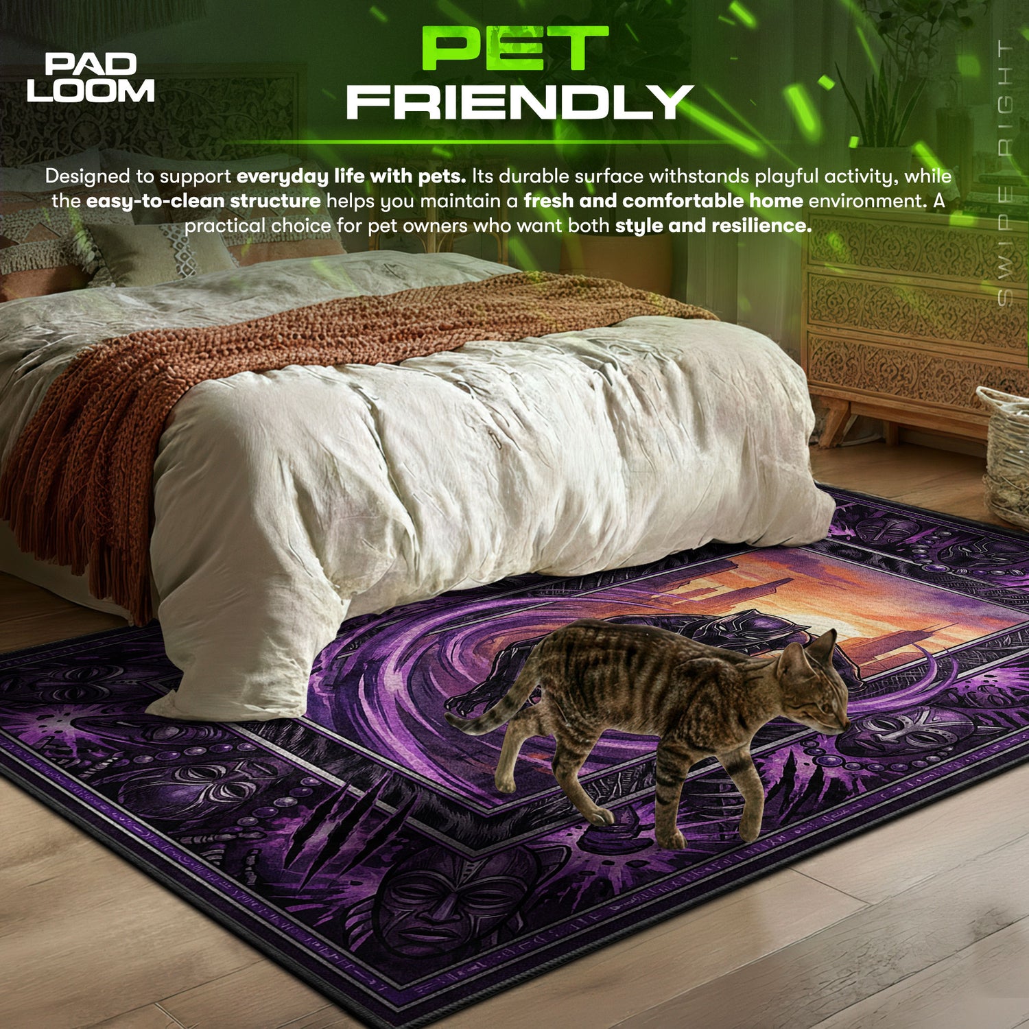 Black Panther Kinetic Surge Rug - Marvel Chair Mat