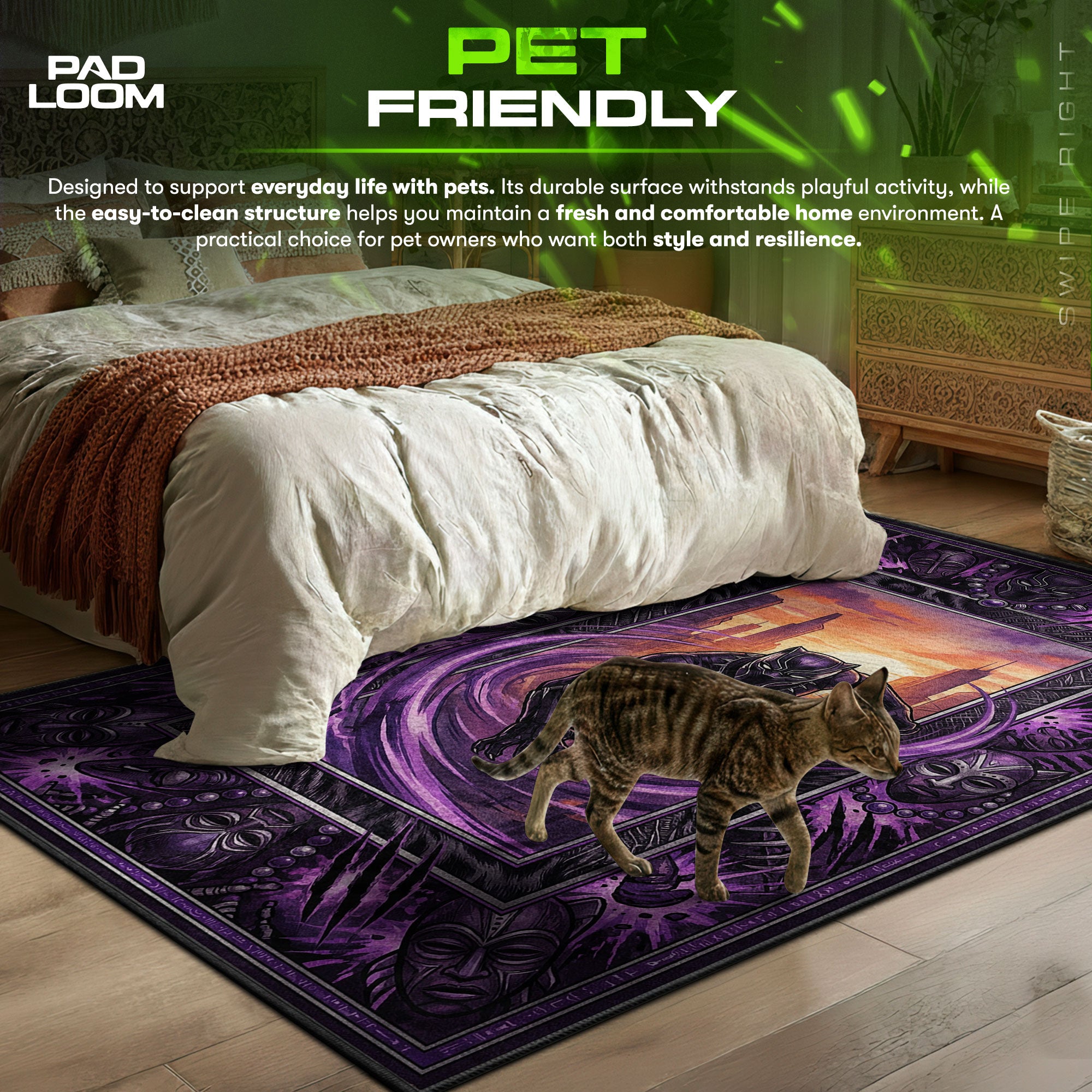 Black Panther Kinetic Surge Rug - Marvel Chair Mat