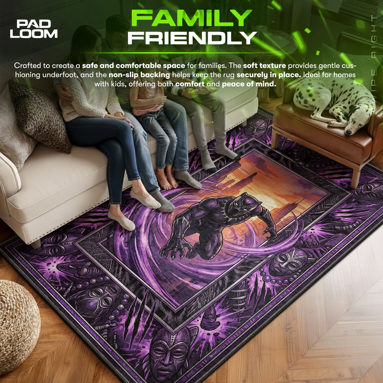 Black Panther Kinetic Surge Rug - Marvel Chair Mat