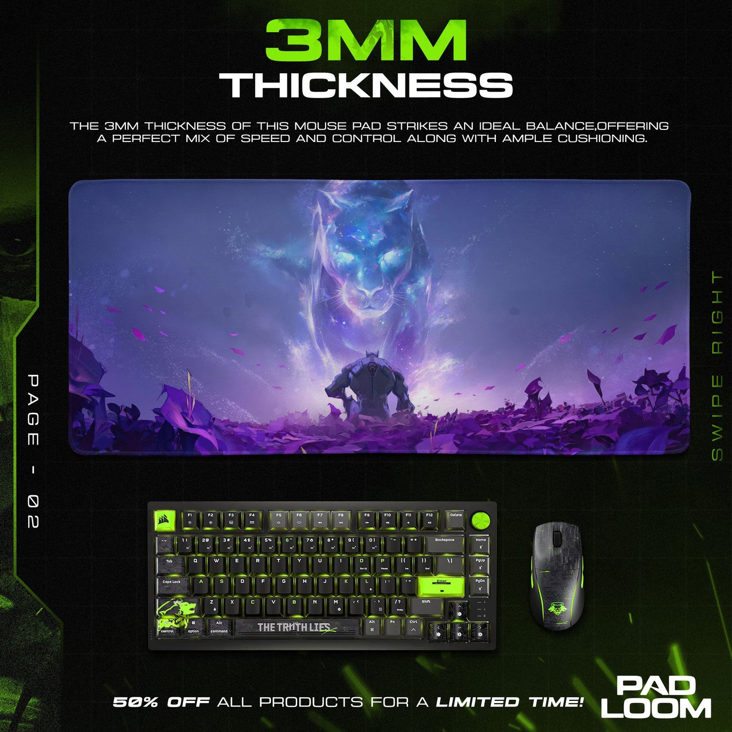 Black Panther Spirit Realm Mouse Pad, Marvel Game Desk Mat Padloom
