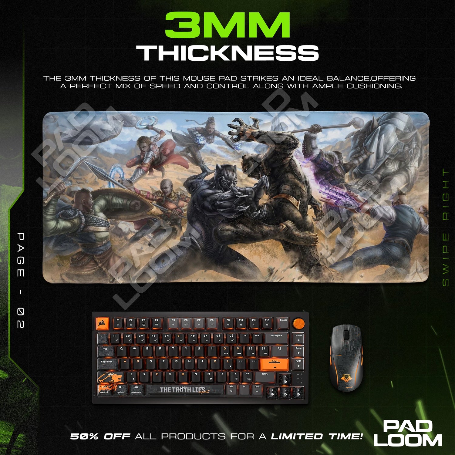Black Panther Wakanda War Mouse Pad - Marvel Desk Mat