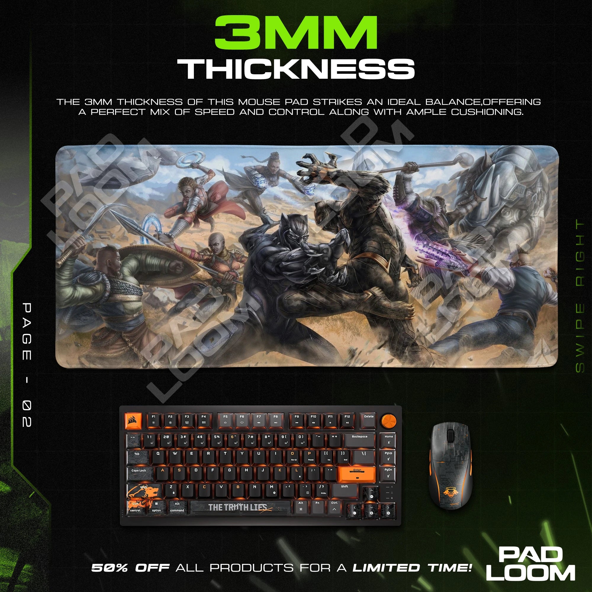Black Panther Wakanda War Mouse Pad - Marvel Desk Mat