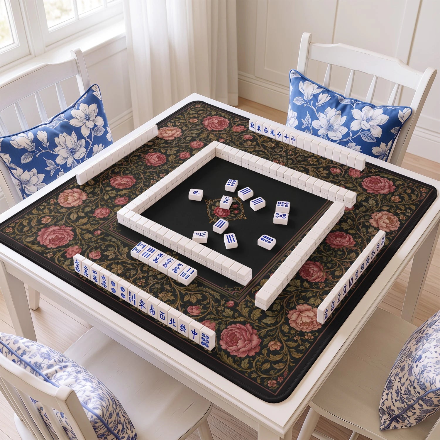 Black Rose Noir Mahjong Mat - Mah Jongg Mat