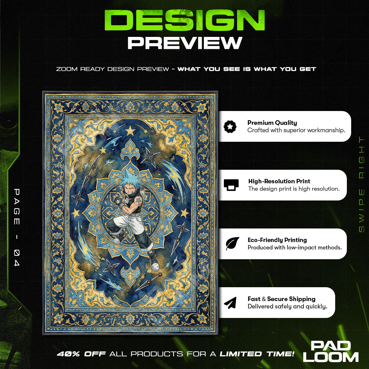 Chair character design printed on rug