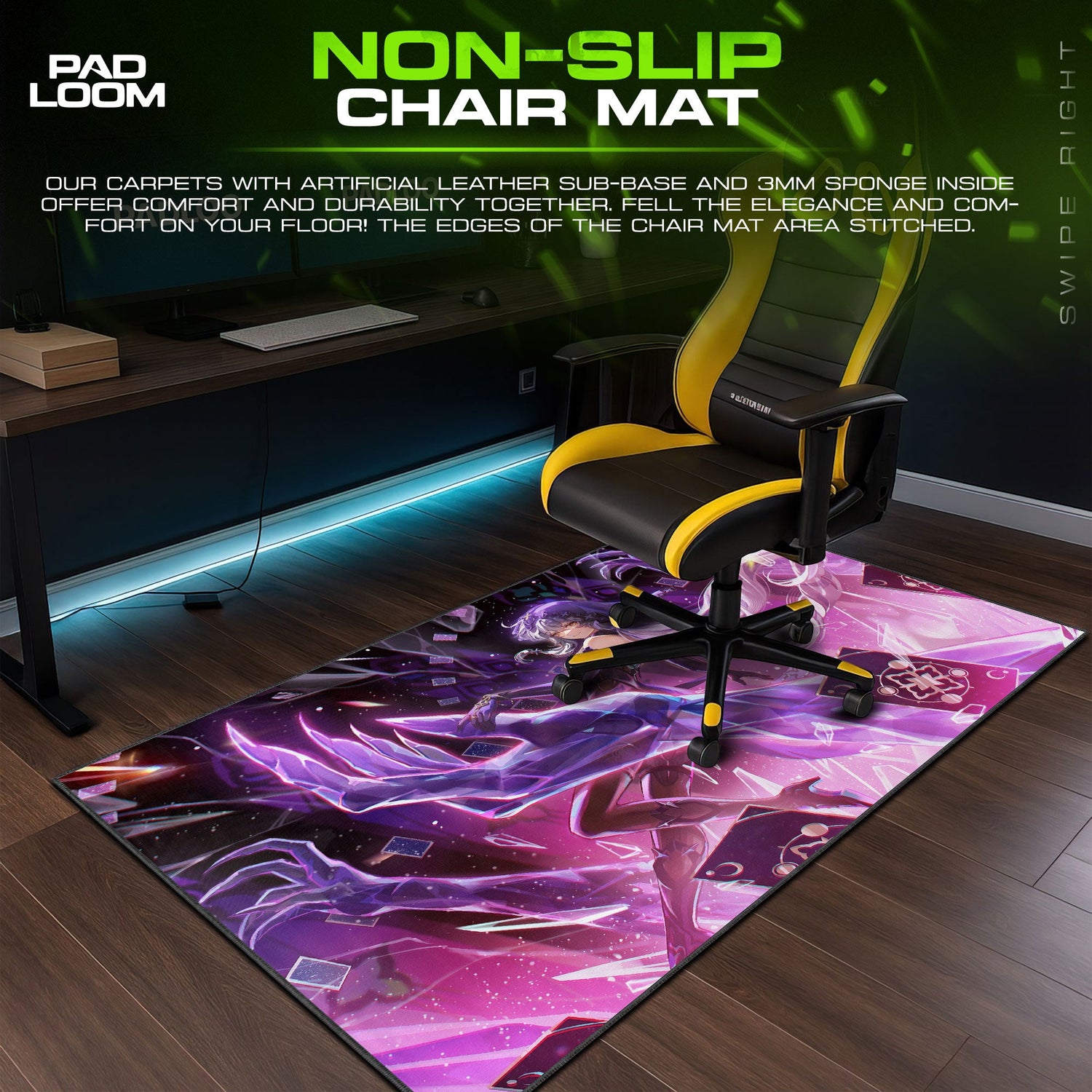 Black Swan Crystal Veil Mouse Pad, Anime Gaming Desk Mat Padloom