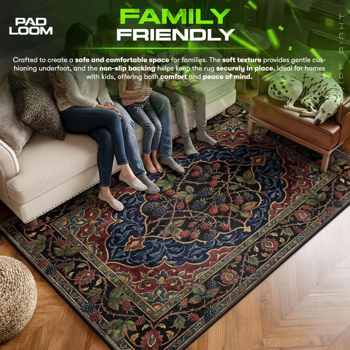 Floor character design printed on rug