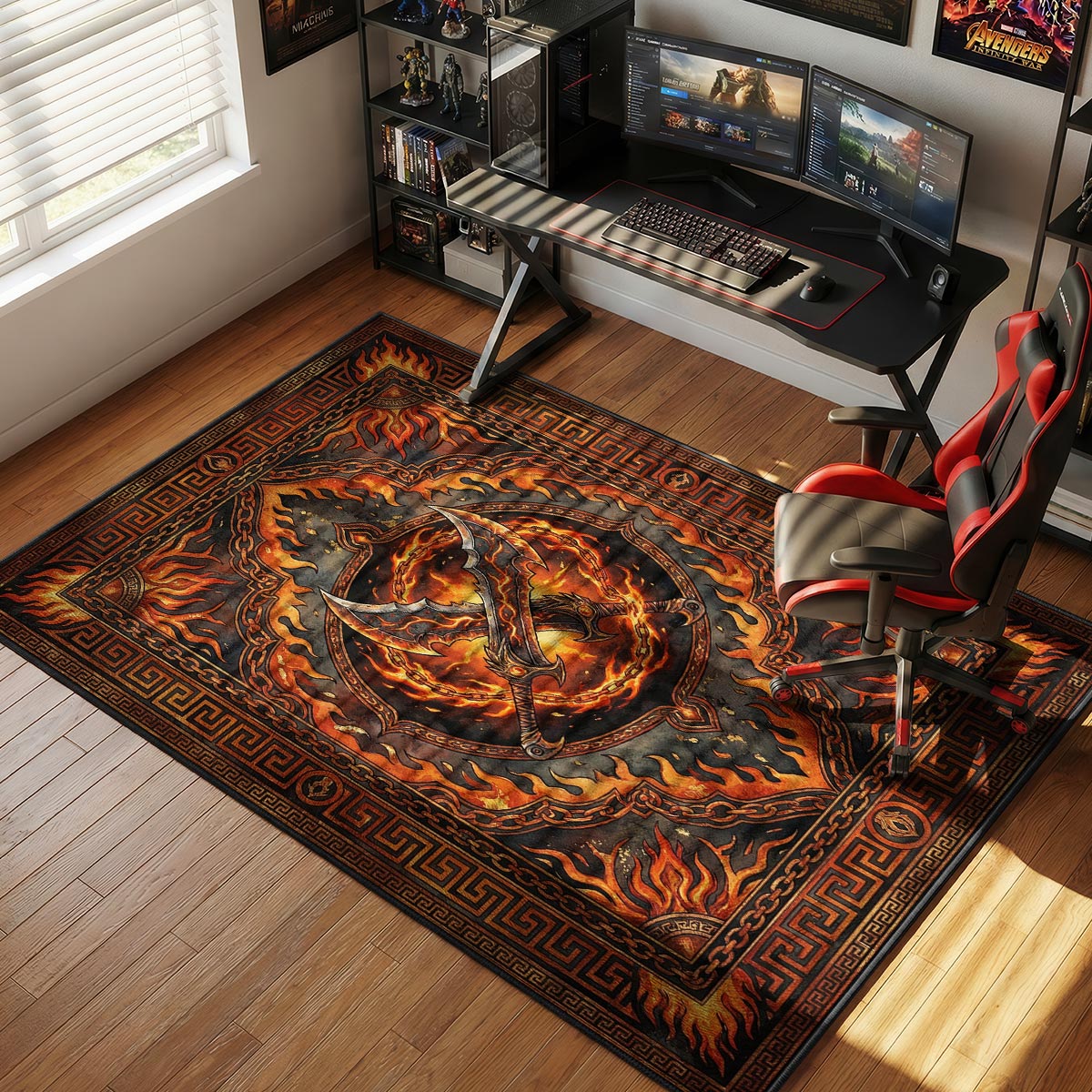 Blades of Chaos Inferno Rug - God of War Chair Mat