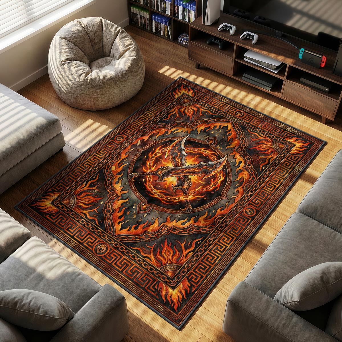 Blades of Chaos Inferno Rug - God of War Chair Mat