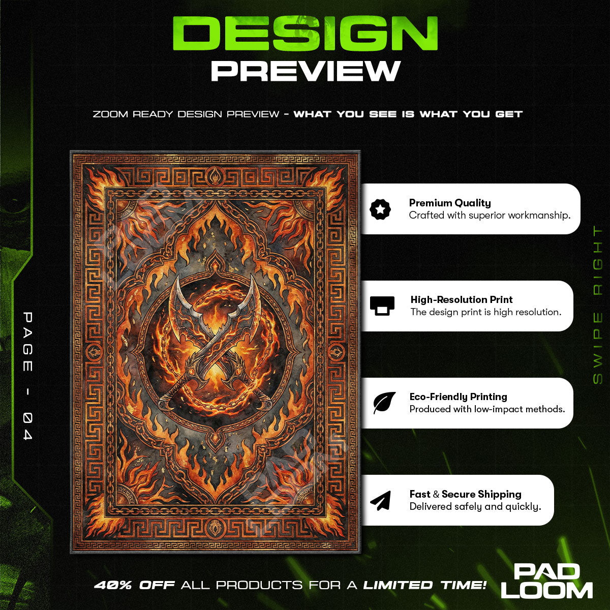 Blades of Chaos Inferno Rug - God of War Chair Mat