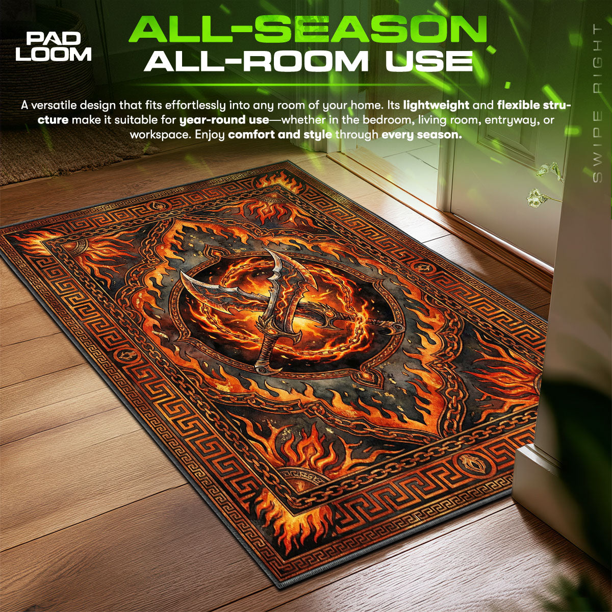 Blades of Chaos Inferno Rug - God of War Chair Mat