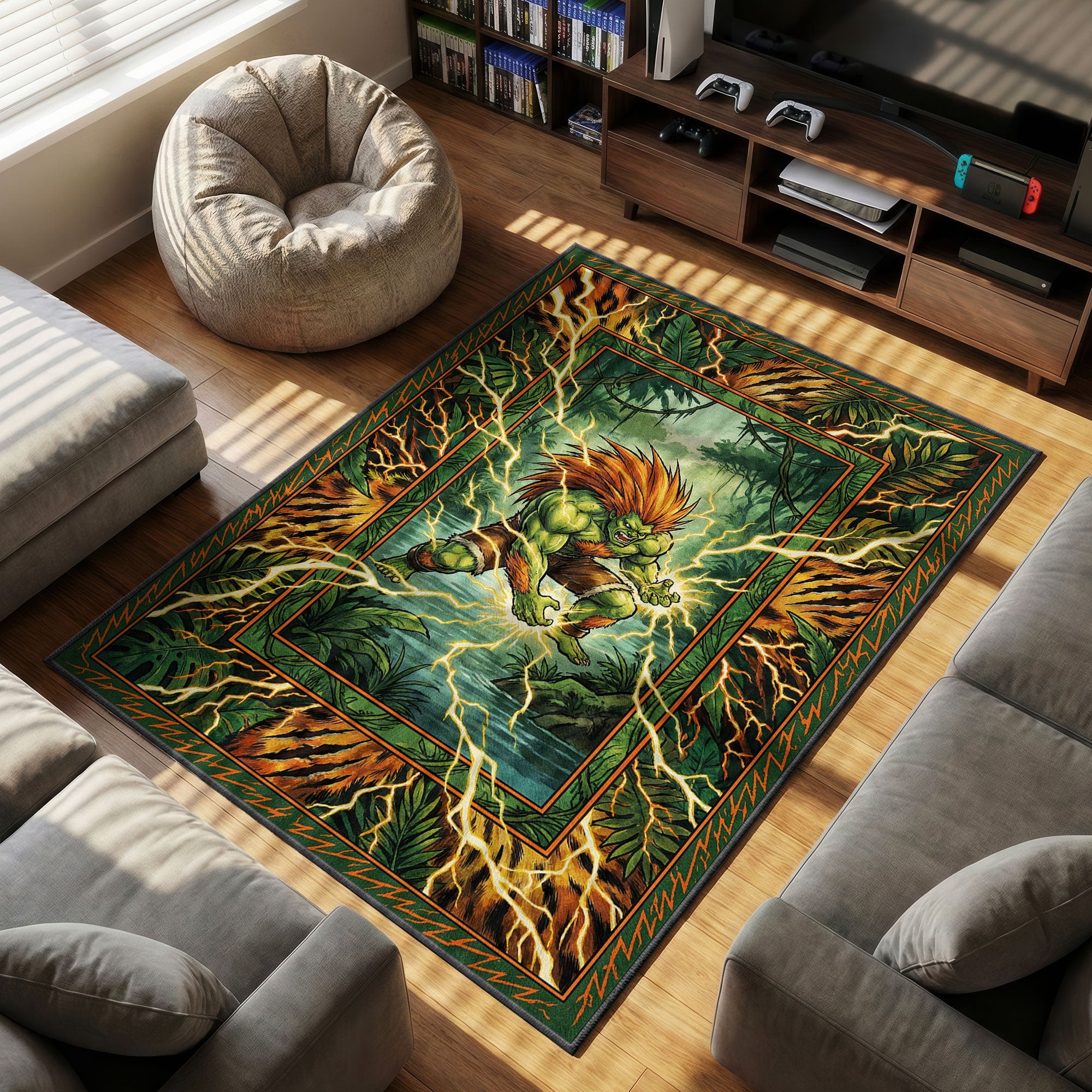 Blanka Electric themed area rug for home decor fans