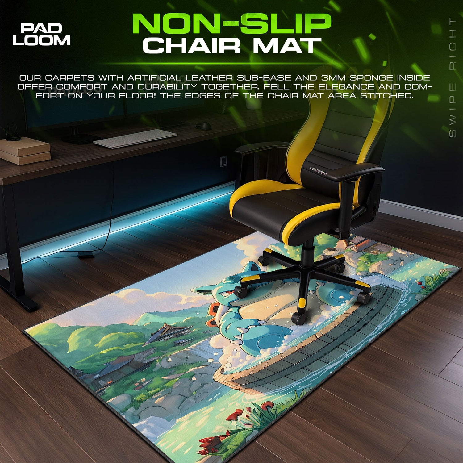 Blastoise Hot Spring Mouse Pad, Pokémon Gaming Desk Mat Padloom