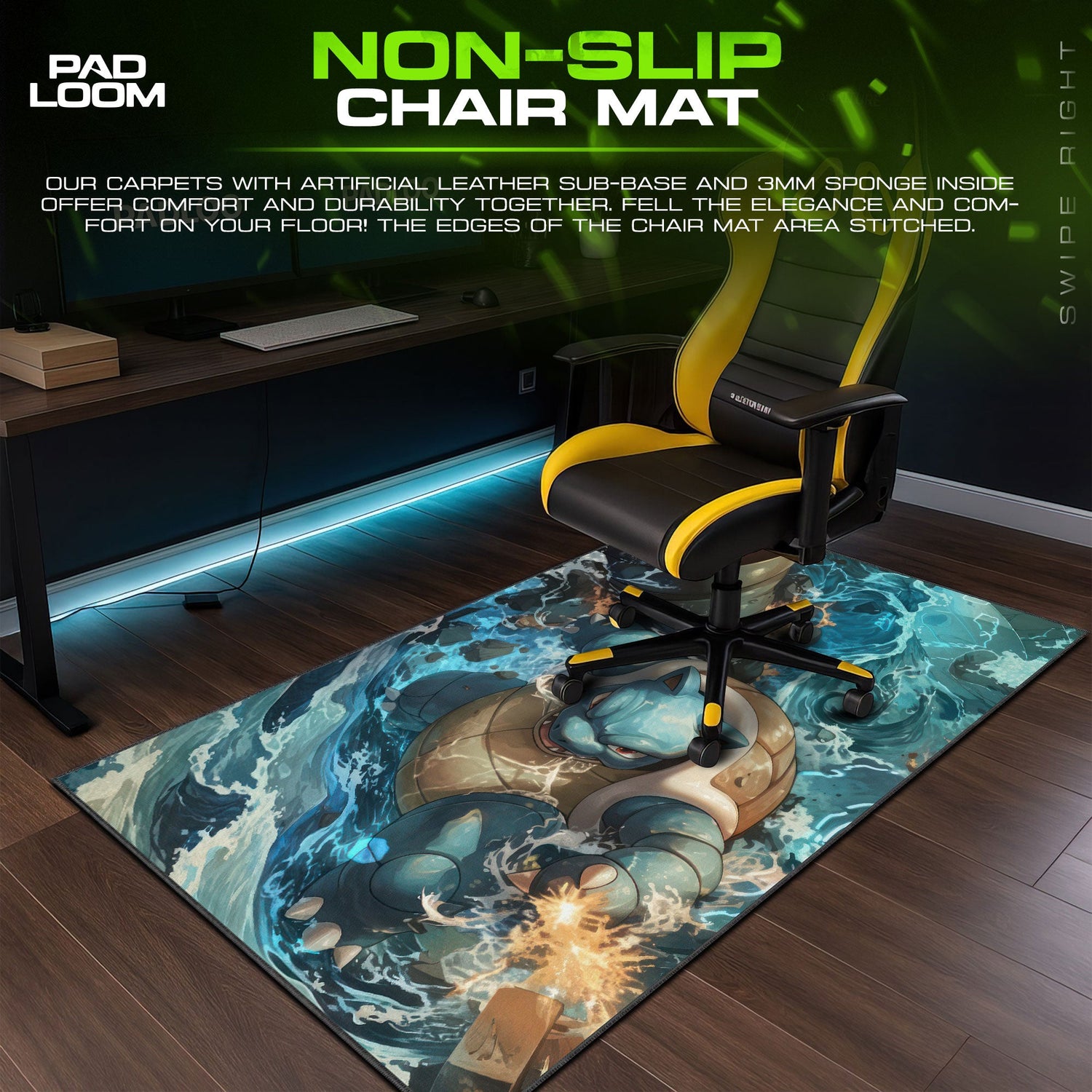 Blastoise Hydro Blast Mouse Pad, Pokémon Gaming Desk Mat Padloom
