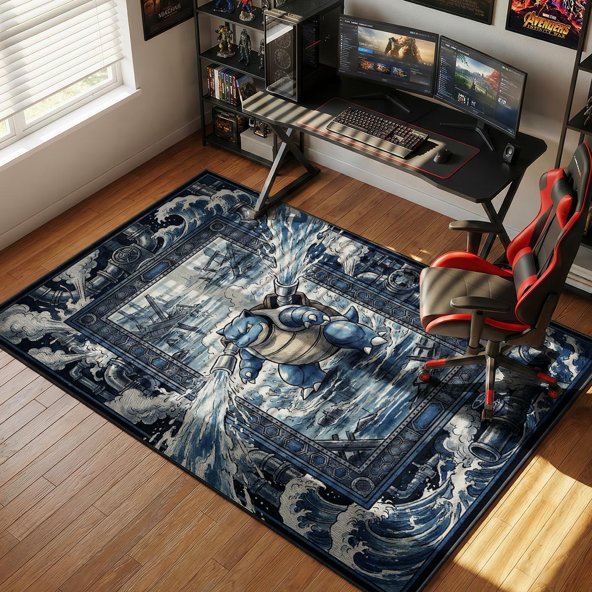 Blastoise Hydro Cannon Industrial Chair rug — main product view